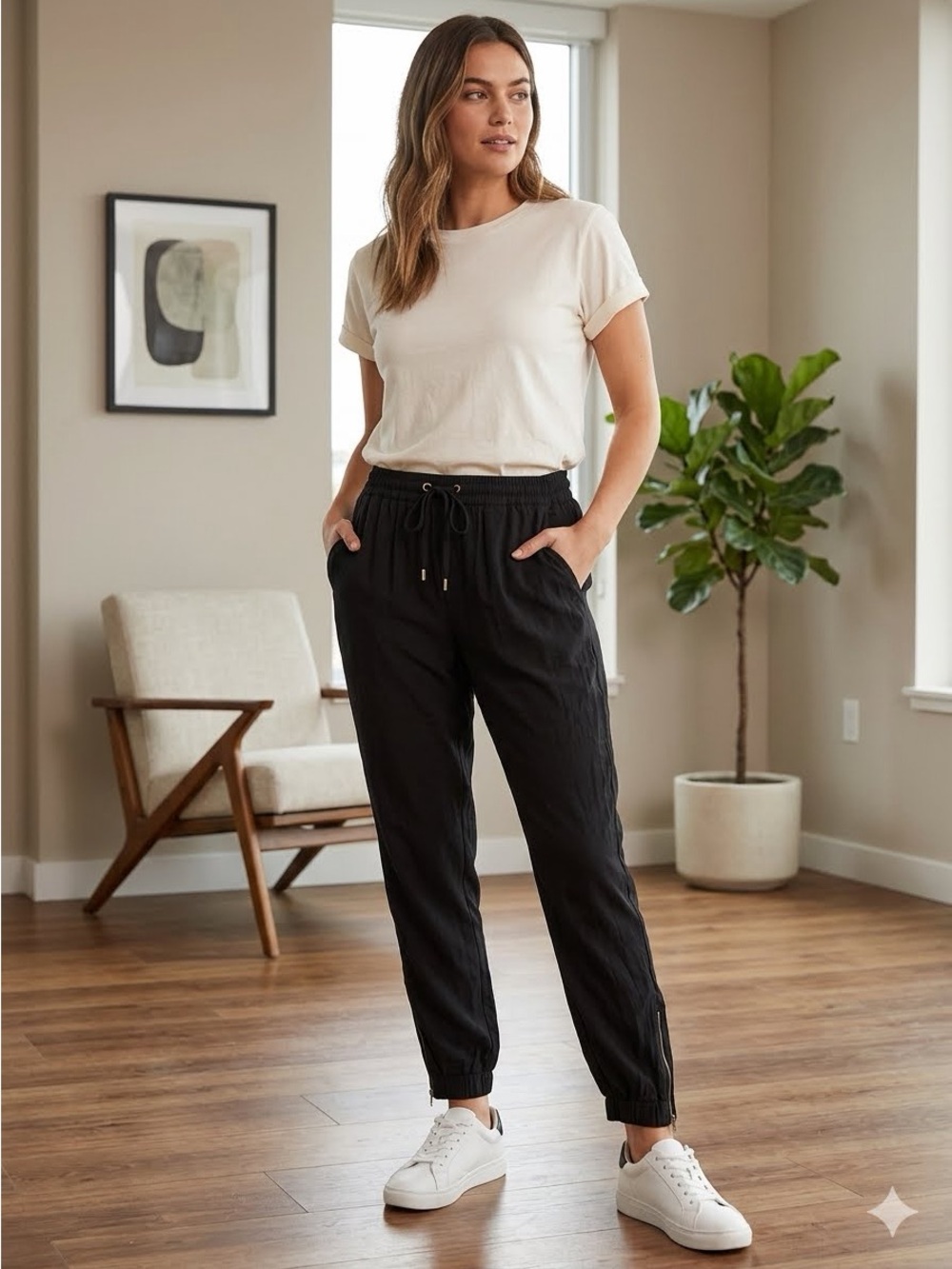 Forever 21 Black Drawstring Jogger Pants